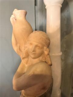 Fine Neoclassical Alabaster Figure of a Water Maiden Lighted on a Pedestal - 2937640