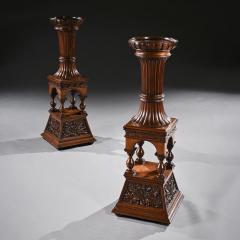 Fine Pair of 19th Century Arts Crafts Oak Torcheres Robert Lorimer - 2306629