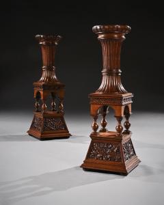 Fine Pair of 19th Century Arts Crafts Oak Torcheres Robert Lorimer - 2306630