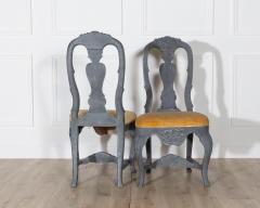 Fine Pair of 19th Century Swedish Rococo Chairs in Black Paint - 4353406