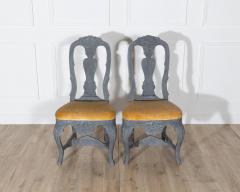 Fine Pair of 19th Century Swedish Rococo Chairs in Black Paint - 4353408