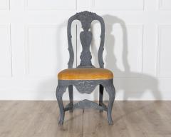 Fine Pair of 19th Century Swedish Rococo Chairs in Black Paint - 4353414