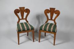 Fine Pair of Biedermeier Walnut Chairs Vienna c 1825  - 3438543