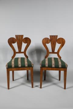 Fine Pair of Biedermeier Walnut Chairs Vienna c 1825  - 3438546