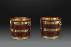 Fine Pair of Brass Banded Mahogany Wine Coolers - 4075588