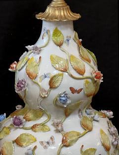 Fine Pair of Continental Double Gourd Lamps with Applied Floral Vines - 4122580