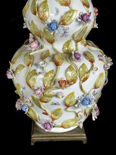 Fine Pair of Continental Double Gourd Lamps with Applied Floral Vines - 4122586