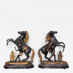 Fine Pair of Gilt Tole Equestrian Figures with Blackamoors Italy - 363541