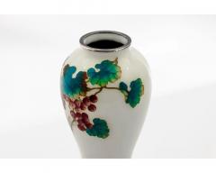 Fine Pair of Japanese Cloisonn Enamel Vases by Ando with Grapes on White Ground - 4552888