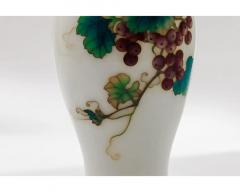 Fine Pair of Japanese Cloisonn Enamel Vases by Ando with Grapes on White Ground - 4552889