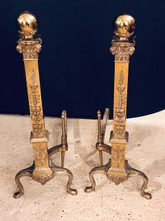 Fine Pair of Large and Impressive Louis XVI Style Brass and Irons - 1288901