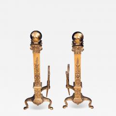 Fine Pair of Large and Impressive Louis XVI Style Brass and Irons - 1289374