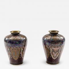 Fine Pair of Meiji Cloisonn Enamel Vases Attributed to The Ando Jubei Company - 4556235