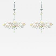 Fine Pair of Murano Glass Twelve Light Chandeliers 1950s Italy - 4702889