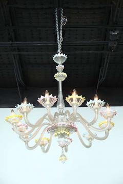 Fine Pair of Murano Glass Twelve Light Chandeliers 1950s Italy - 4702930
