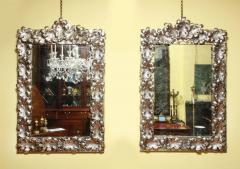 Fine Pair of Silvered Metal Oak Leaf Mirrors Mirrors - 3937277