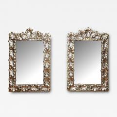 Fine Pair of Silvered Metal Oak Leaf Mirrors Mirrors - 4127576