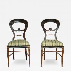 Fine Pair of Walnut Biedermeier Chairs Vienna c 1825  - 3536177