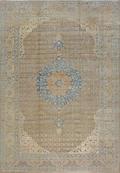 Fine Persian Tabriz Brown Blue Hand Knotted Wool Carpet - 2453423