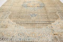 Fine Persian Tabriz Brown Blue Hand Knotted Wool Carpet - 2453425