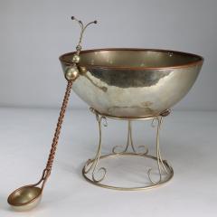 Fine Quality Handmade Arts Crafts Style Silver Plated Punch Bowl Ladle - 4189441