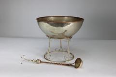Fine Quality Handmade Arts Crafts Style Silver Plated Punch Bowl Ladle - 4189446