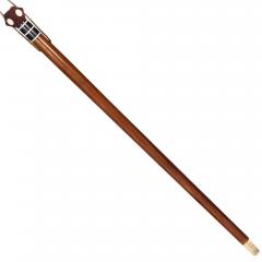 Fine Rare Inlaid Rosewood Dodecahedron Cane Walking Stick - 4502793