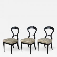 Fine Set of Three Ebonized Biedermeier Chairs Vienna c 1825  - 3440065