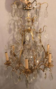 Fine Six Light Cut Crystal and Brass Chandelier Newly Wired - 1288294