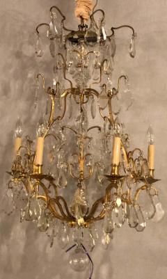 Fine Six Light Cut Crystal and Brass Chandelier Newly Wired - 1288296