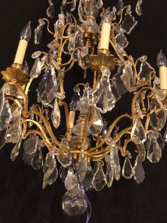 Fine Six Light Cut Crystal and Brass Chandelier Newly Wired - 1288301