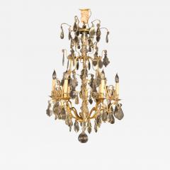 Fine Six Light Cut Crystal and Brass Chandelier Newly Wired - 1291423