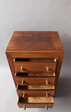 Fine Small French Art Rosewood Four Drawers Commode with Brass Pulls - 381806