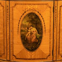 Fine Victorian Sheraton revival West Indian satinwood demi lune commode - 756372