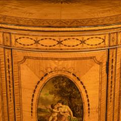 Fine Victorian Sheraton revival West Indian satinwood demi lune commode - 756373