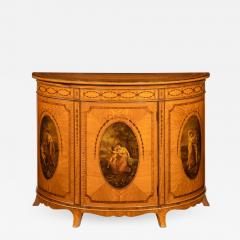 Fine Victorian Sheraton revival West Indian satinwood demi lune commode - 758182