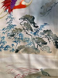 Fine Vintage Japanese Furisode Kimono with Yuzen Dyes and Embroidery - 1430001