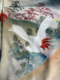 Fine Vintage Japanese Furisode Kimono with Yuzen Dyes and Embroidery - 1430004