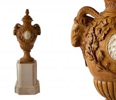 Fine and Monumental Pair of Italian Neoclassical Siena Marble Urns on Pedestals - 1124768