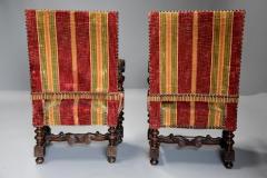 Fine pair of 19thc French walnut open armchairs in the Baroque style - 4800007