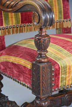 Fine pair of 19thc French walnut open armchairs in the Baroque style - 4800011