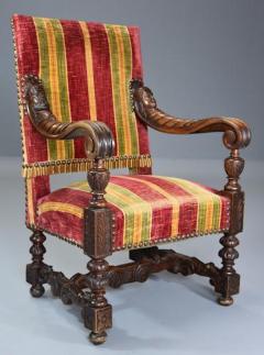 Fine pair of 19thc French walnut open armchairs in the Baroque style - 4800014