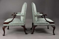 Fine pair of mahogany Gainsborough armchairs in the George II style - 4806104