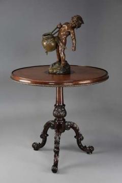 Fine quality 18th century Rococo style mahogany leather top tripod table - 4805735