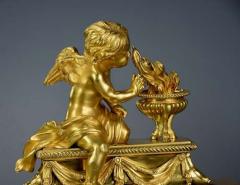 Fine quality late 19thC Louis XIV style ormolu figural chenets or fire dogs - 4757129