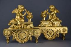 Fine quality late 19thC Louis XIV style ormolu figural chenets or fire dogs - 4757132