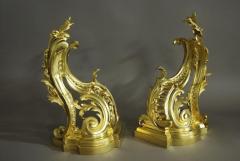 Fine quality pair of French Rococo style ormolu chenets or fire dogs  - 4774387