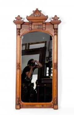 Finely Carved Mahogany Wood Victorian Style Hanging Mirror - 1038036