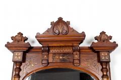 Finely Carved Mahogany Wood Victorian Style Hanging Mirror - 1038037