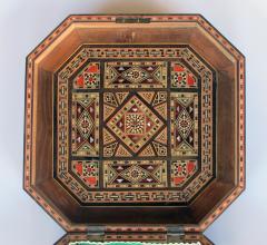 Finely crafted middle eastern micro mosaic marquetry inlaid octagonal box - 859435